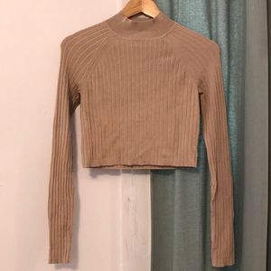 topshop tan mock neck